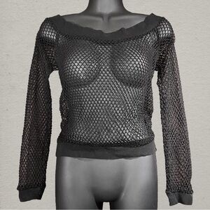 SOLD: Express Black Fishnet Mesh Top 90s Y2K Goth Punk S